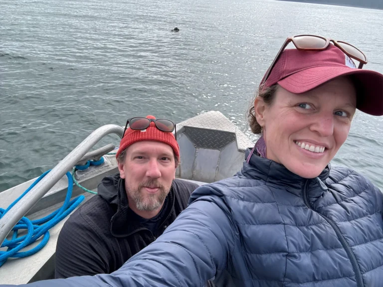 Laurie and Sean on a boat in Homer, Alaska